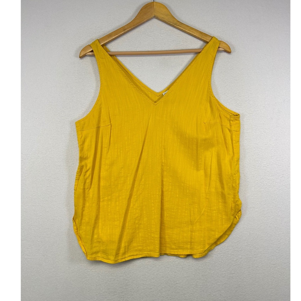 Boho Summer Old Navy Womens Med Yellow V-Neck Dobby Stripe Sleeveless Tank Top